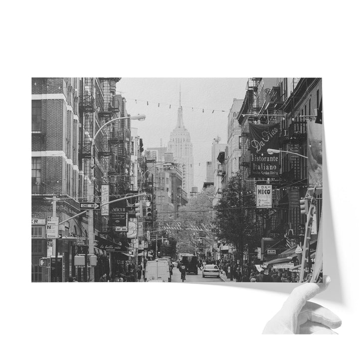 Little Italy and Empire State Building, New York City – B&amp;W unframed print on matte fine art paper