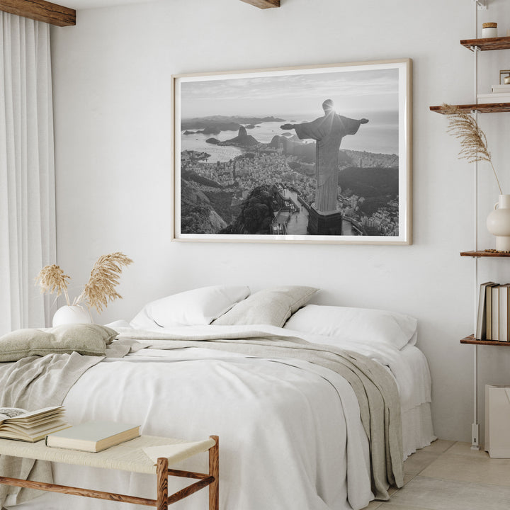 Christ the Redeemer, Rio de Janeiro, Brazil – B&amp;W framed wall art in a home interior