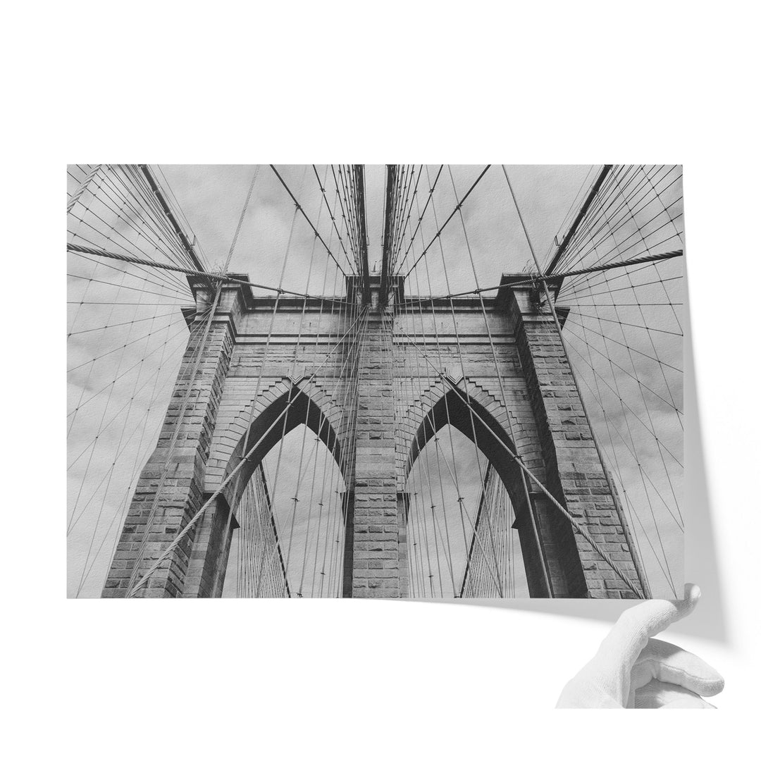 Brooklyn Bridge Tower, New York City – B&amp;W unframed print on matte fine art paper