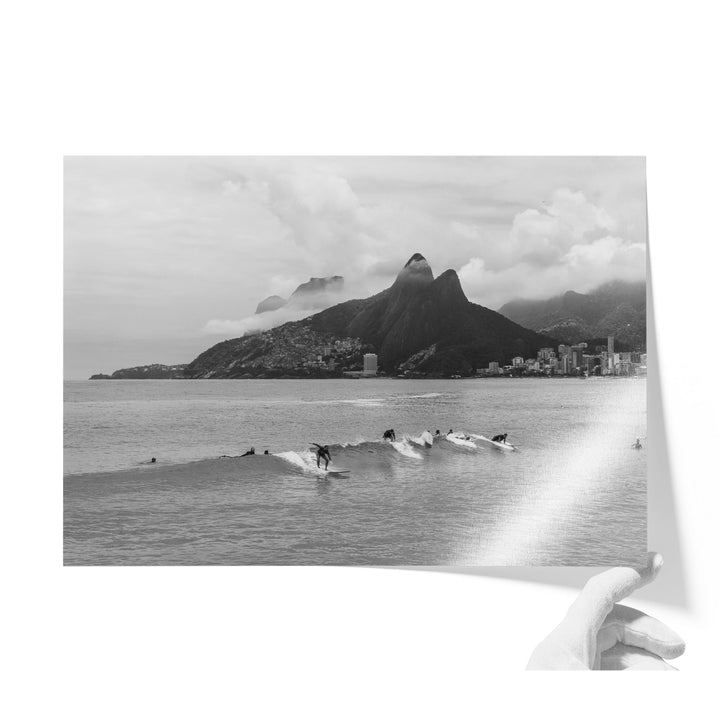 Surfers at Ipanema, Rio de Janeiro, Brazil – B&amp;W unframed print on lustre photo paper