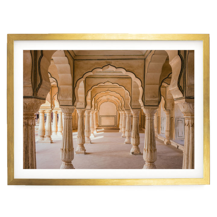 Archway, Amber Fort, Jaipur, India print in a gold frame with white mat