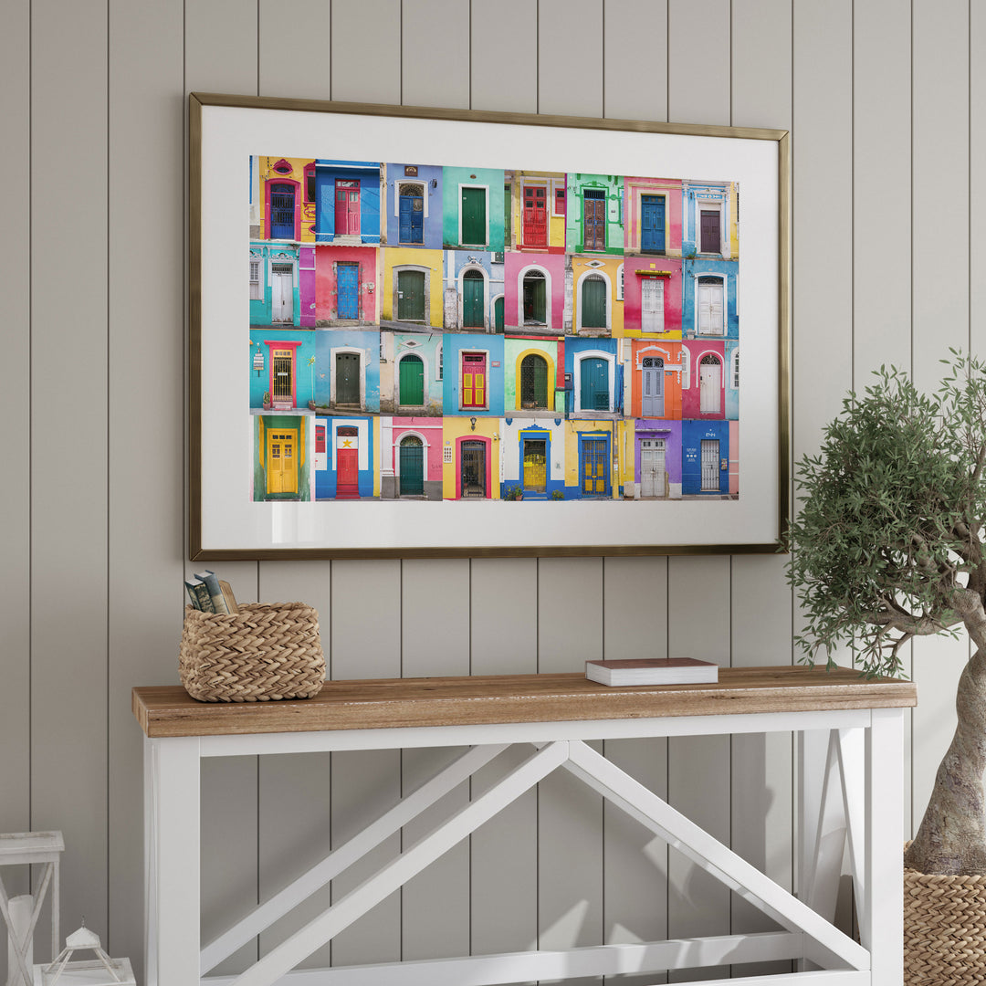 Colorful Doors of Brazil II framed wall art in a home interior
