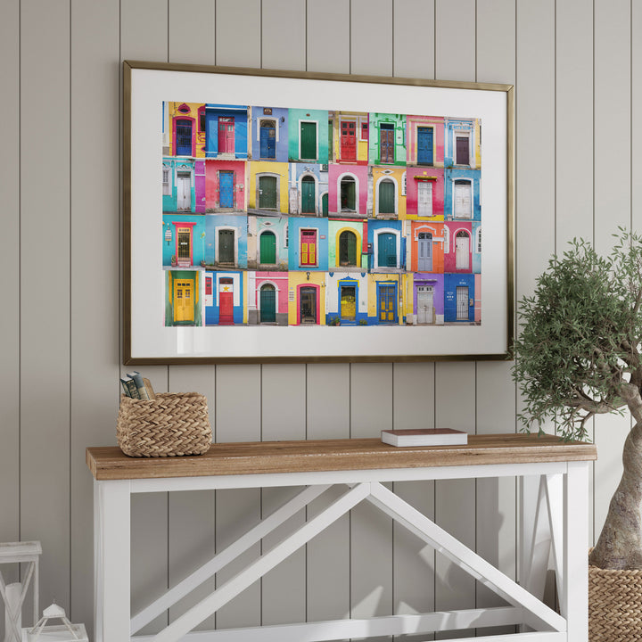 Colorful Doors of Brazil II framed wall art in a home interior