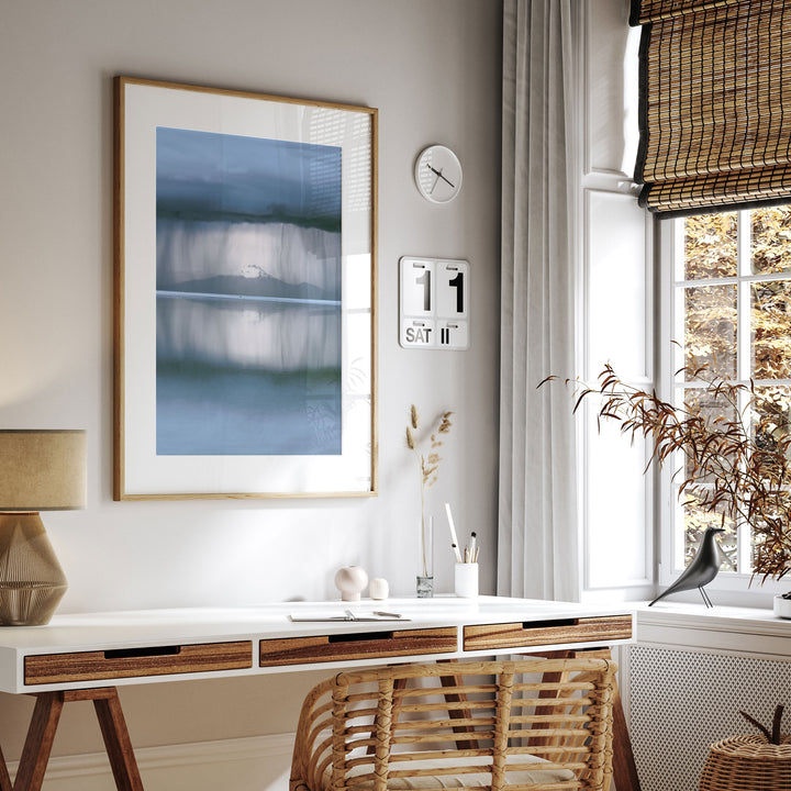 Storm over Salar de Uyuni I, Bolivia framed print hanging in a styled interior