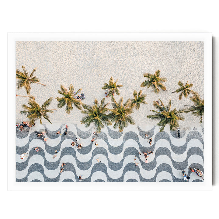 Copacabana Promenade from Above, Rio de Janeiro, Brazil print in a white frame without mat