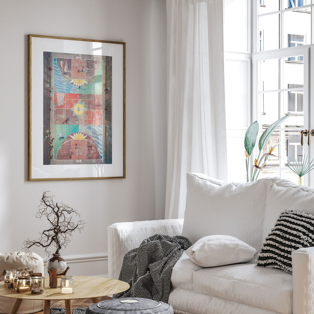 Painted Basketball Court from Above, Brazil wall art in a modern interior
