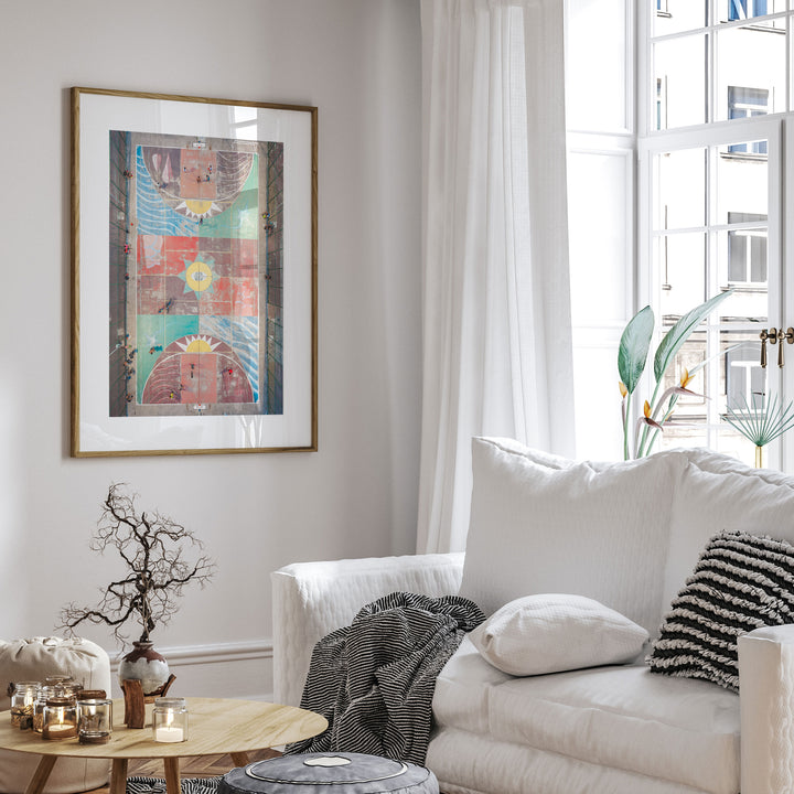 Painted Basketball Court from Above, Brazil wall art in a modern interior
