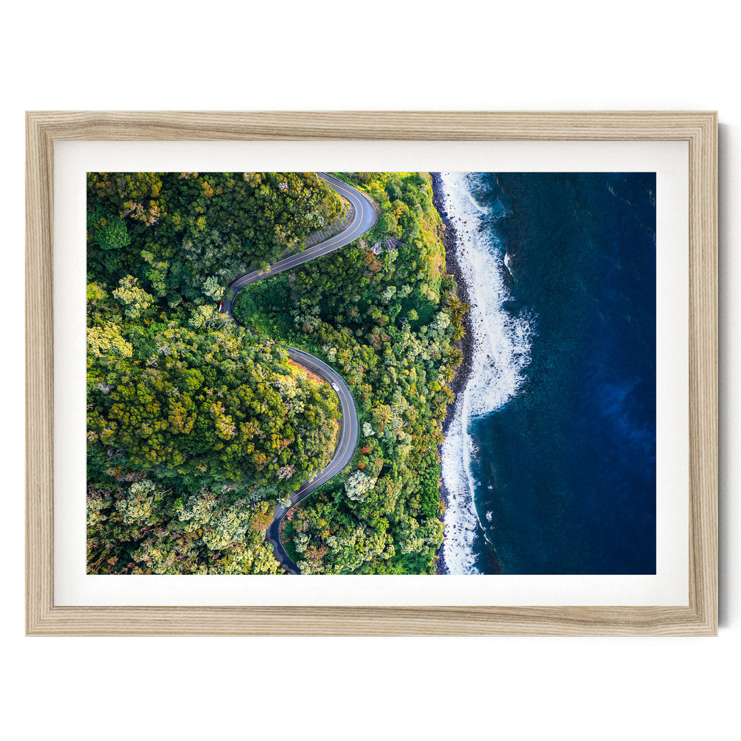 Road to Hana II, Maui, Hawaii fine art print in a natural wood frame with white mat