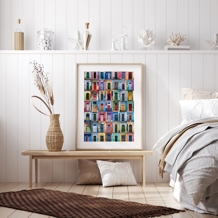 Colorful Doors of Brazil III framed wall art in a home interior
