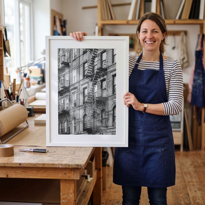 Fire Escapes, New York City – B&amp;W wall art in a modern interior