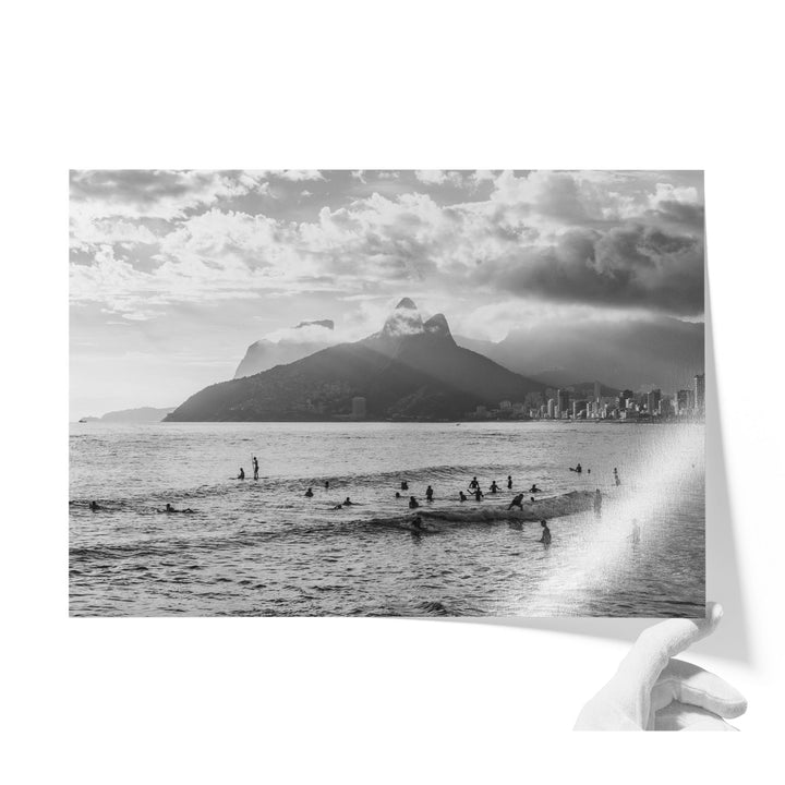 Sunlight over Ipanema, Rio de Janeiro, Brazil – B&amp;W unframed print on lustre photo paper