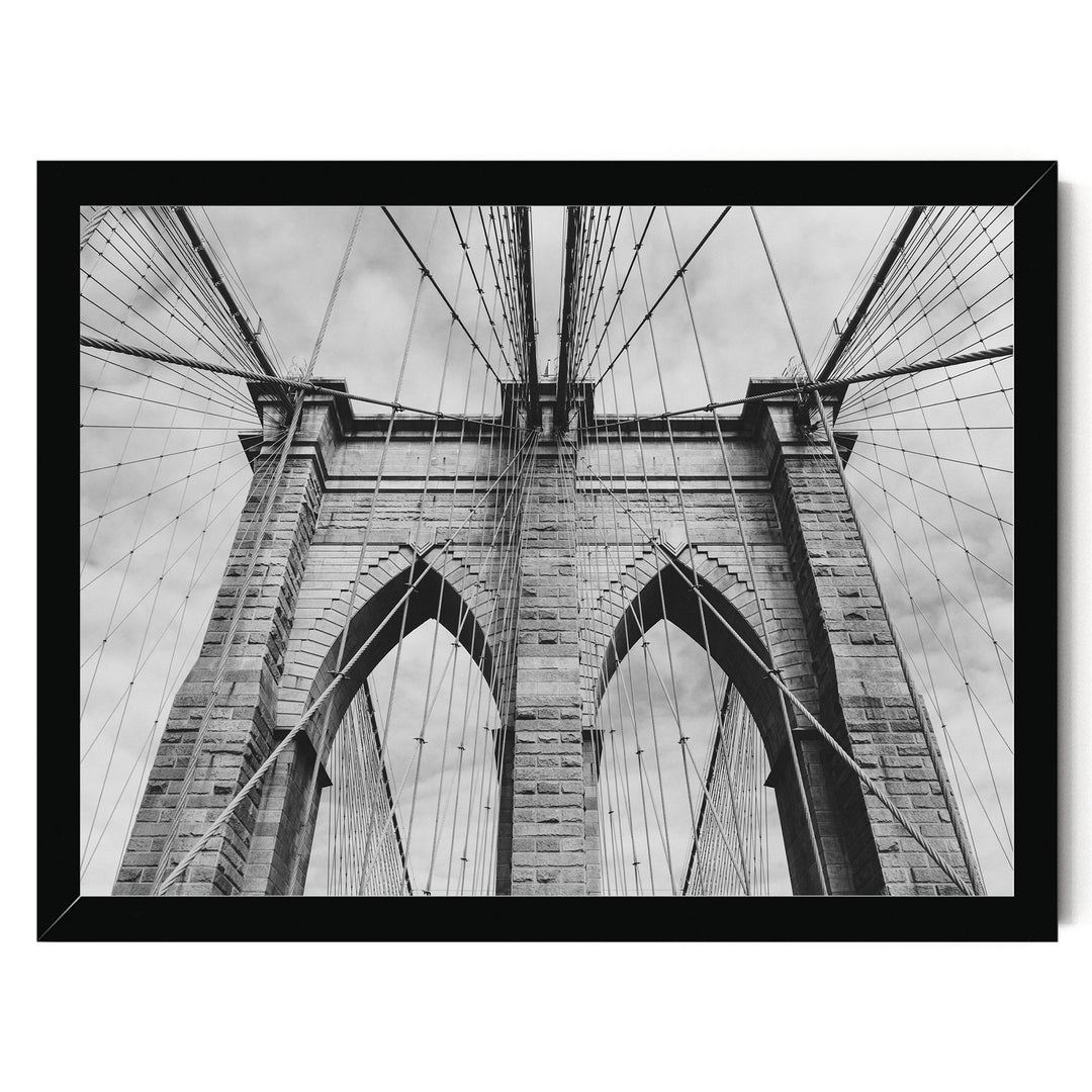 Brooklyn Bridge Tower, New York City – B&amp;W print in a black frame without mat