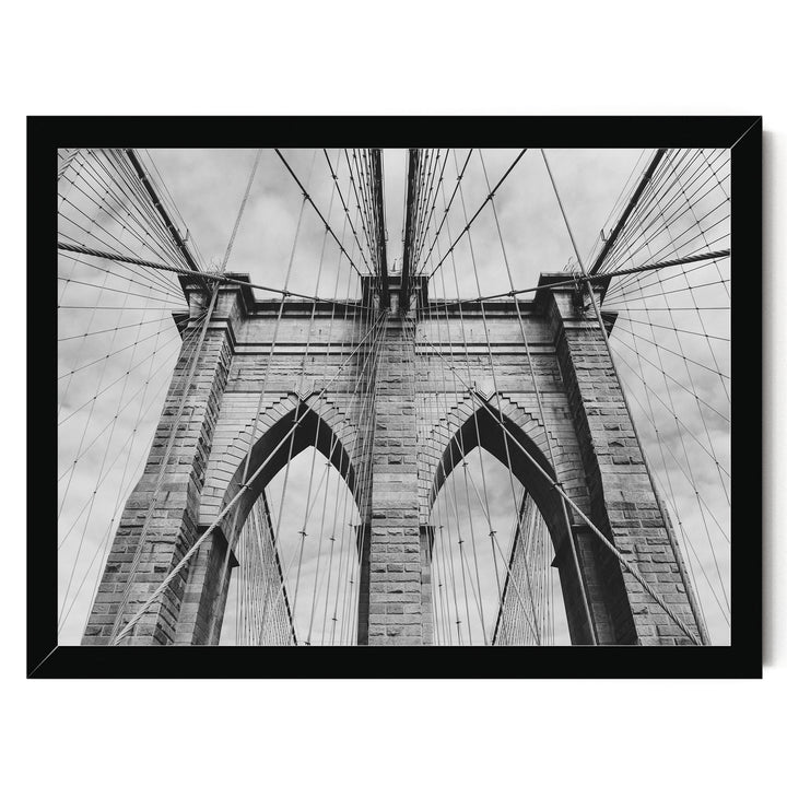 Brooklyn Bridge Tower, New York City – B&amp;W print in a black frame without mat