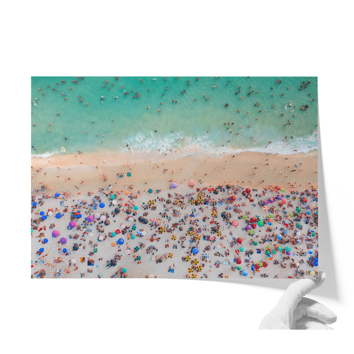 Beach Umbrellas from Above, Ipanema, Rio de Janeiro, Brazil unframed print on matte fine art paper