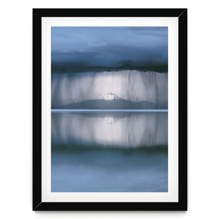 Storm over Salar de Uyuni I, Bolivia print in a black frame with white mat