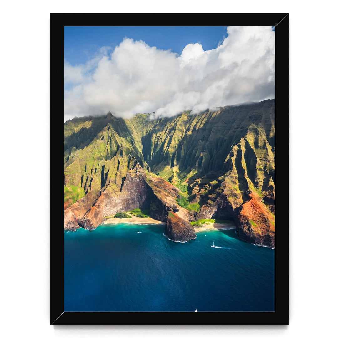 Kauai Cliffs II, Na Pali Coast, Hawaii print in a black frame without mat