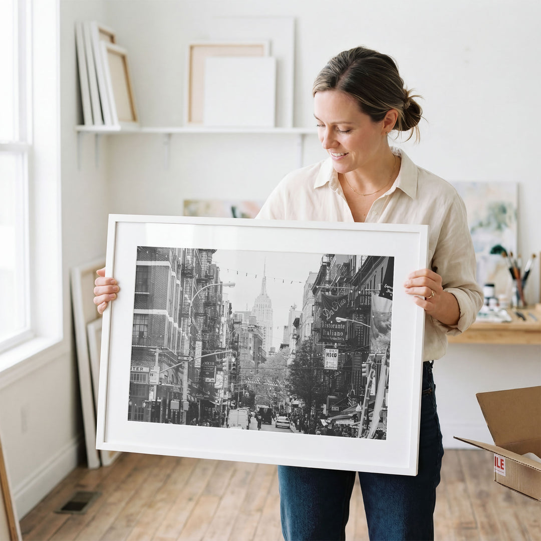 Little Italy and Empire State Building, New York City – B&amp;W wall art in a contemporary home