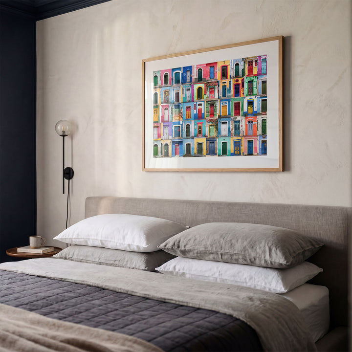 Colorful Doors of Brazil IV framed print styled on the wall