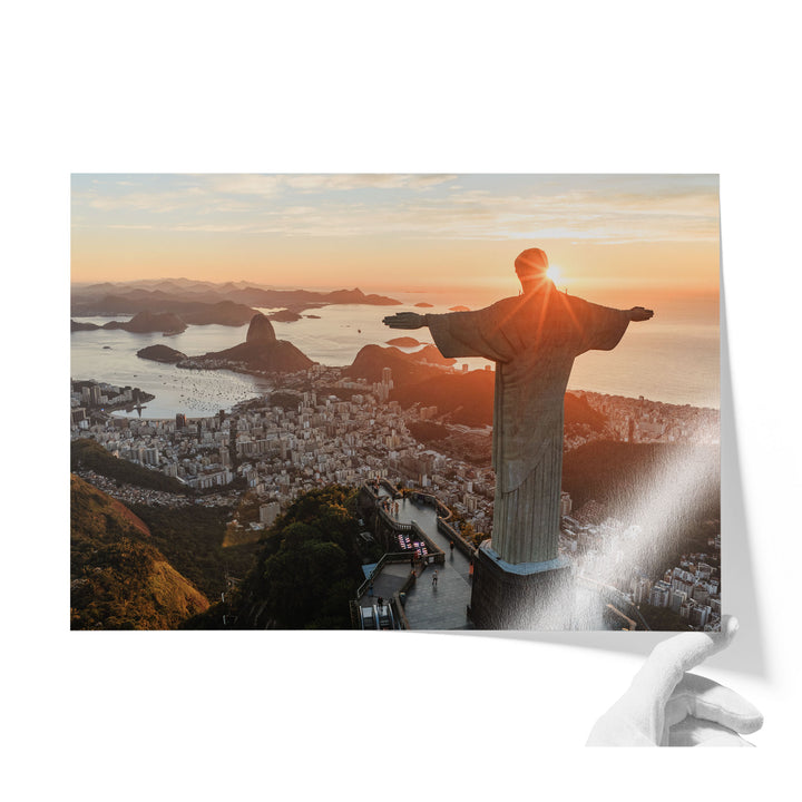 Christ the Redeemer at Sunrise, Rio de Janeiro, Brazil unframed print on lustre photo paper