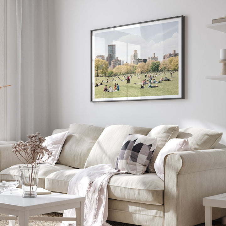 Sheep Meadow, Central Park, New York City framed print in a living room setting