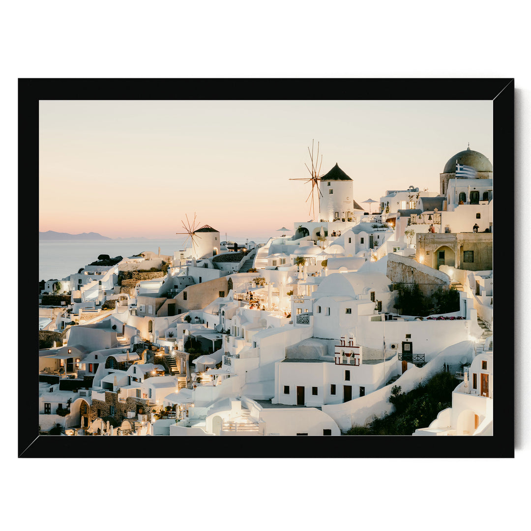 Sunset in Oia IV, Santorini, Greece print in a black frame without mat