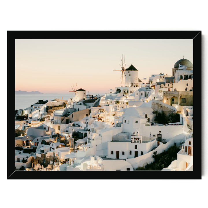 Sunset in Oia IV, Santorini, Greece print in a black frame without mat