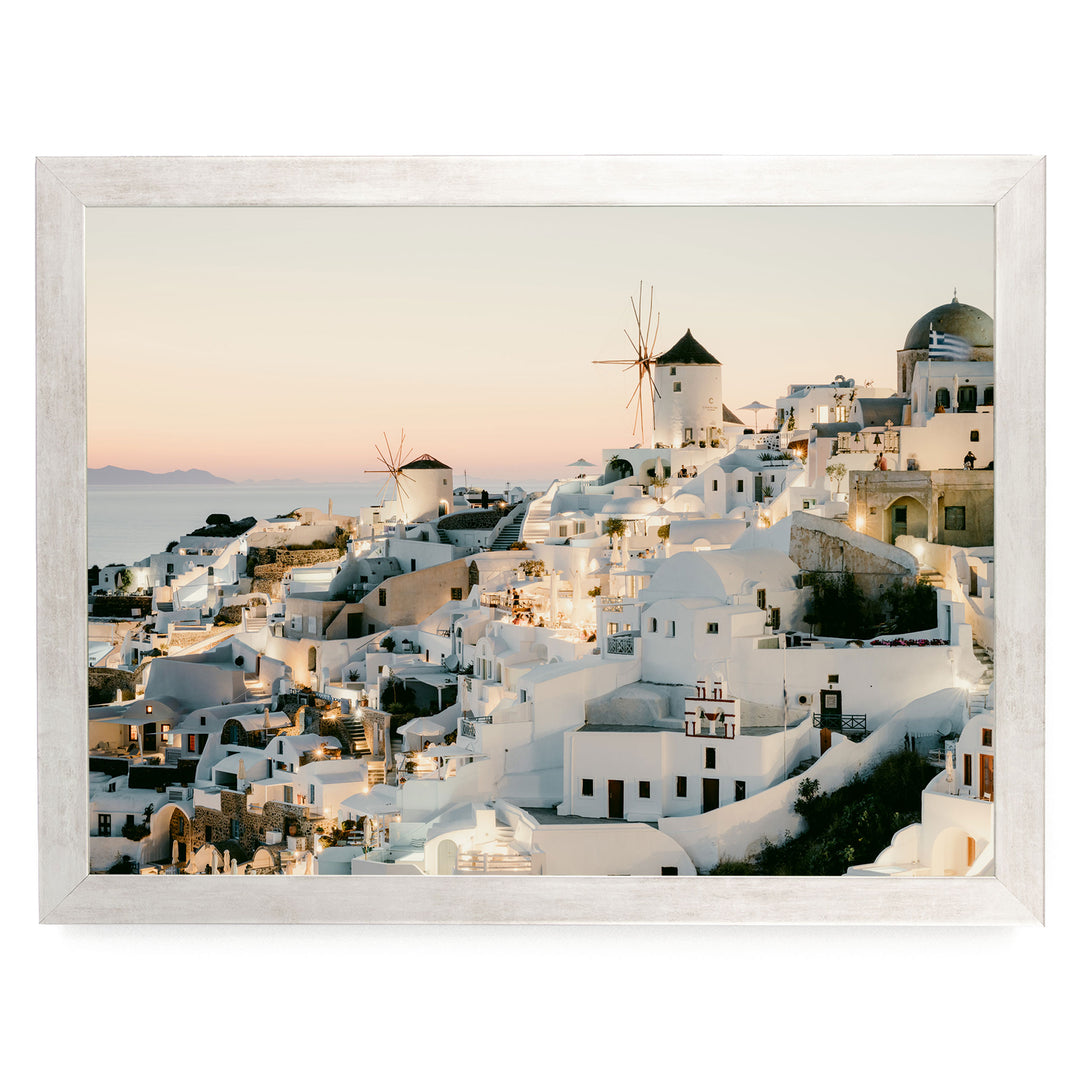 Sunset in Oia IV, Santorini, Greece print in a silver frame without mat