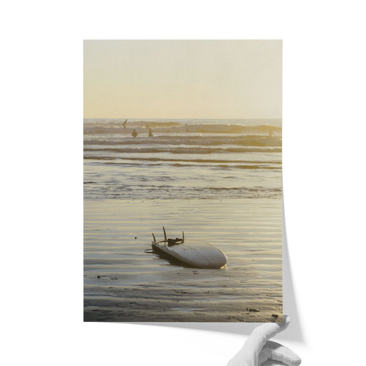 Surfboard at Sunset, Costa Rica unframed print on matte fine art paper