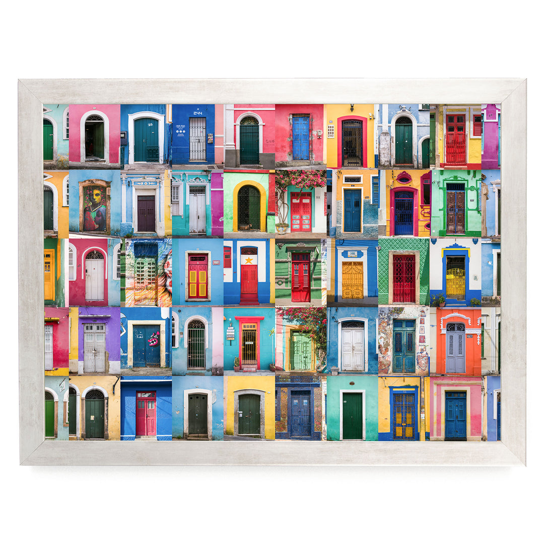 Colorful Doors of Brazil IV print in a silver frame without mat