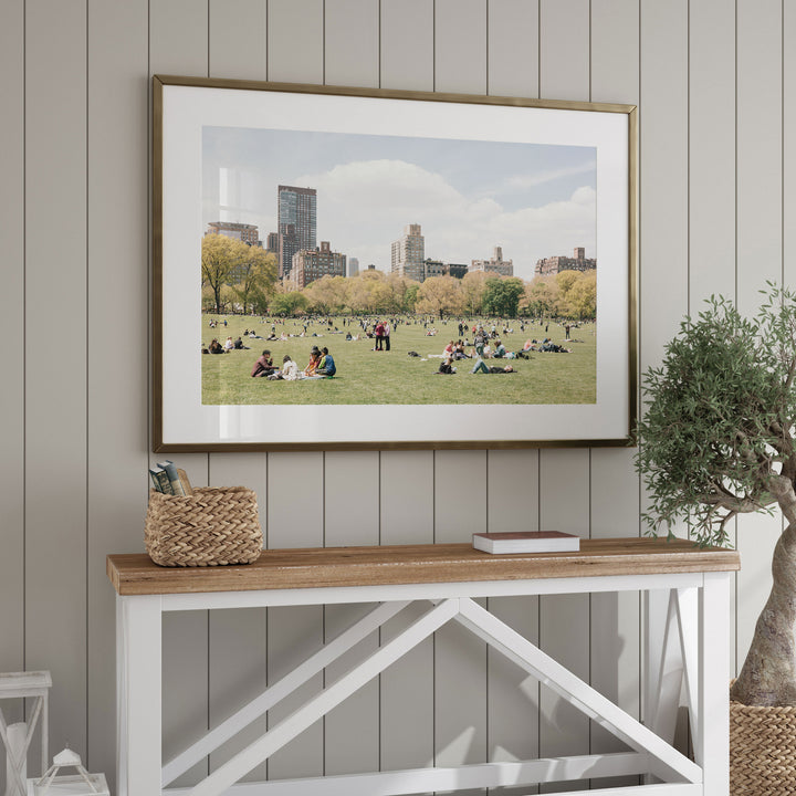Sheep Meadow, Central Park, New York City framed wall art in a home interior