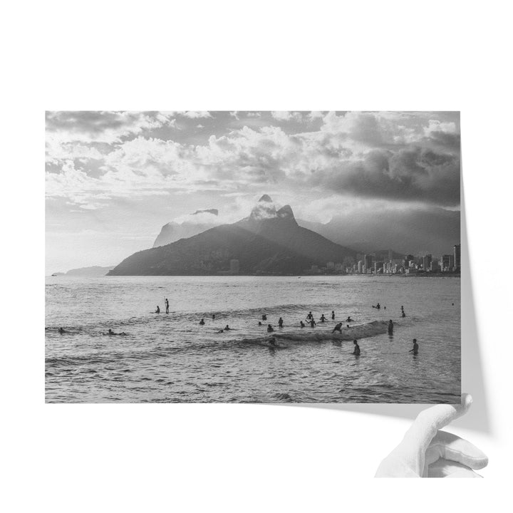 Sunlight over Ipanema, Rio de Janeiro, Brazil – B&amp;W unframed print on matte fine art paper