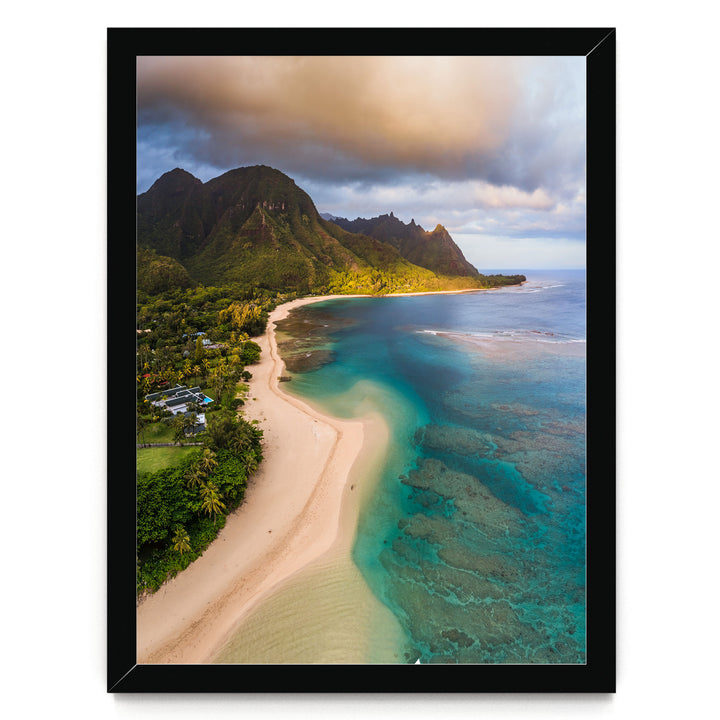 Tunnels Beach I, Kauai, Hawaii print in a black frame without mat