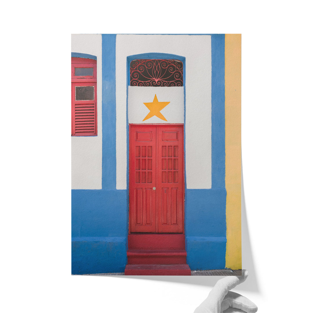Red Door with Yellow Star, Olinda, Brazil unframed print on matte fine art paper