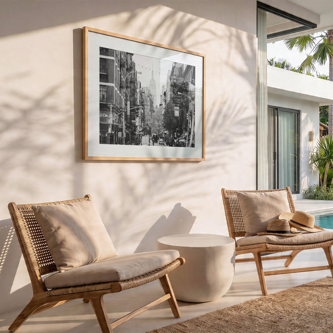 Little Italy and Empire State Building, New York City – B&amp;W wall art in a modern interior