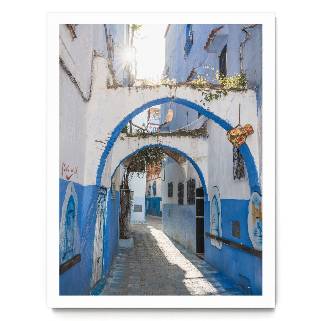 Blue Archways, Chefchaouen, Morocco print in a white frame without mat