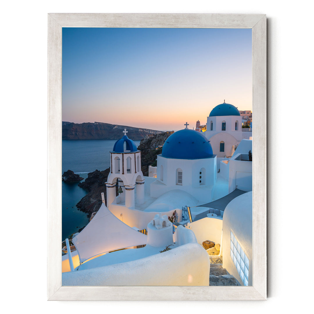 Iconic Santorini III, Oia, Greece print in a silver frame without mat
