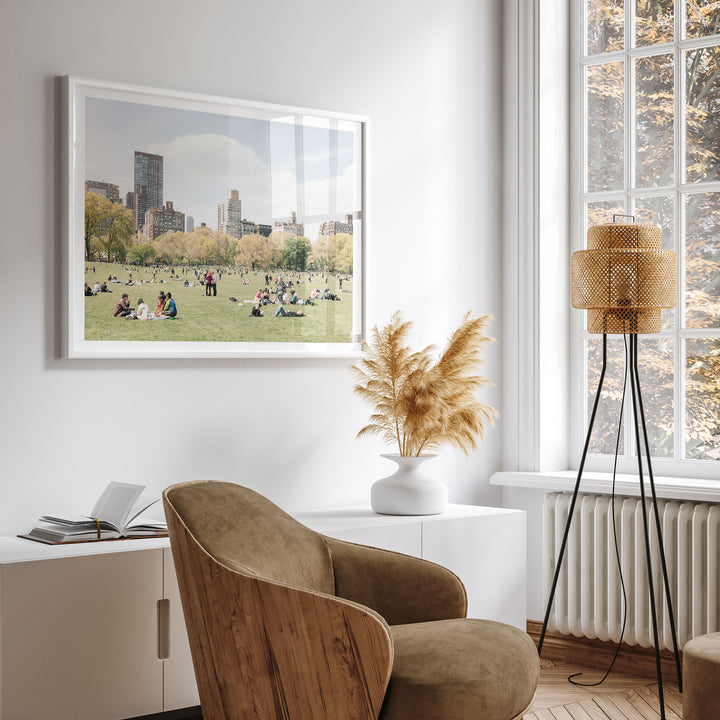 Sheep Meadow, Central Park, New York City wall art displayed in a room setting