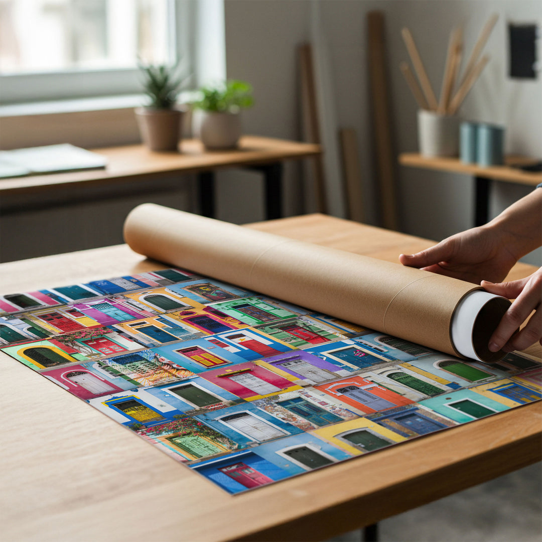 Colorful Doors of Brazil III rolled poster print mockup