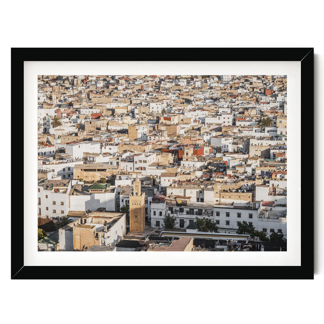 Medina of Rabat from Above, Morocco print in a black frame with white mat