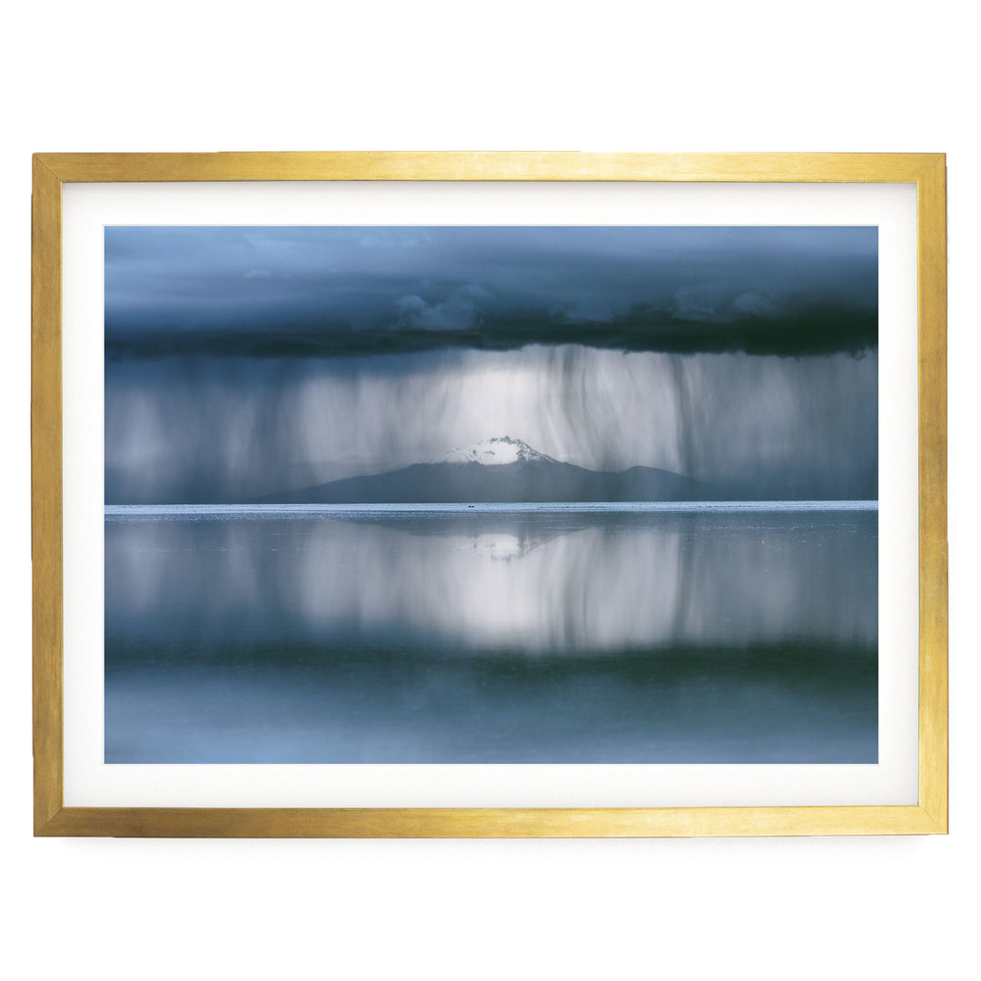 Storm over Salar de Uyuni II, Bolivia print in a gold frame with white mat
