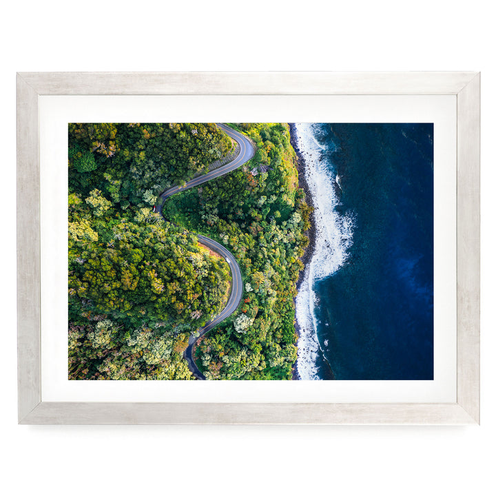 Road to Hana II, Maui, Hawaii print in a silver frame with white mat