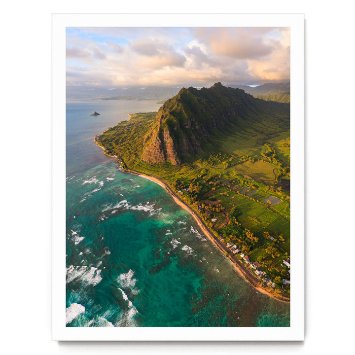 Oahu Sunrise II, Hawaii print in a white frame without mat