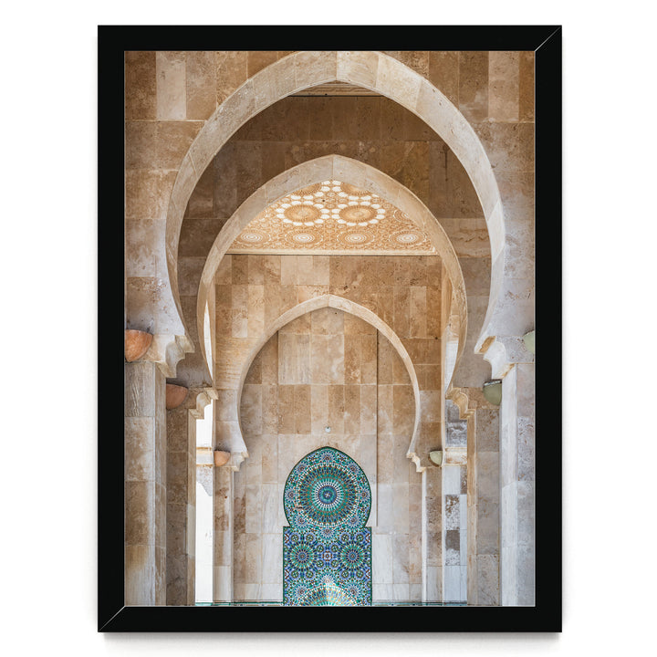 Mosaic Archway, Hassan II Mosque, Casablanca print in a black frame without mat