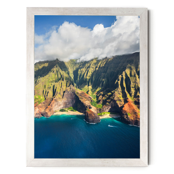 Kauai Cliffs II, Na Pali Coast, Hawaii print in a silver frame without mat