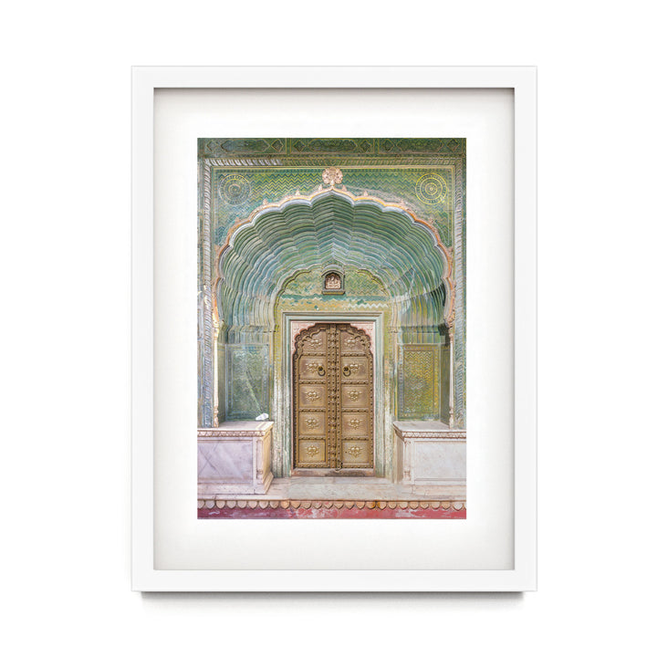 a painting of a doorway in a building