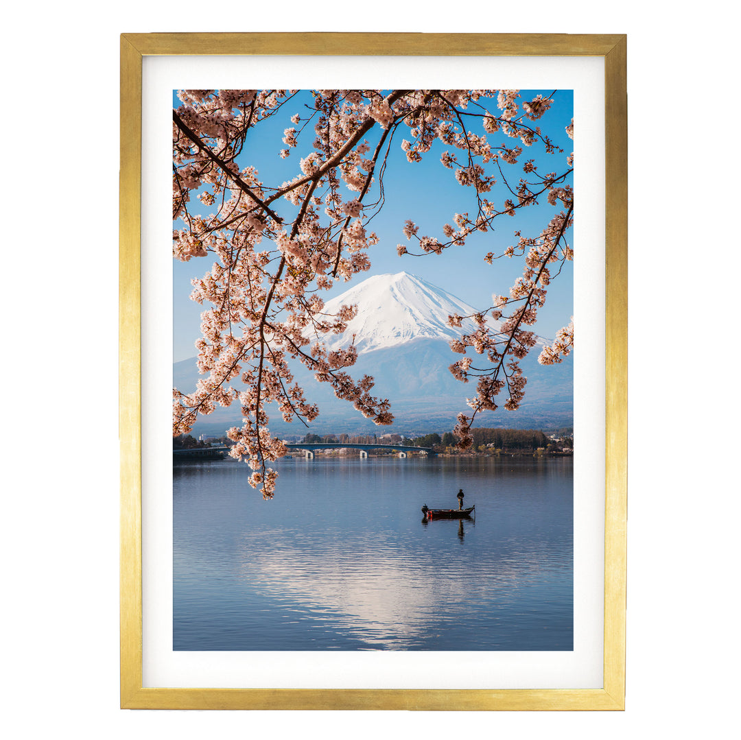 Fuji Five Lakes I, Japan – fine art print in a gold frame with white mat