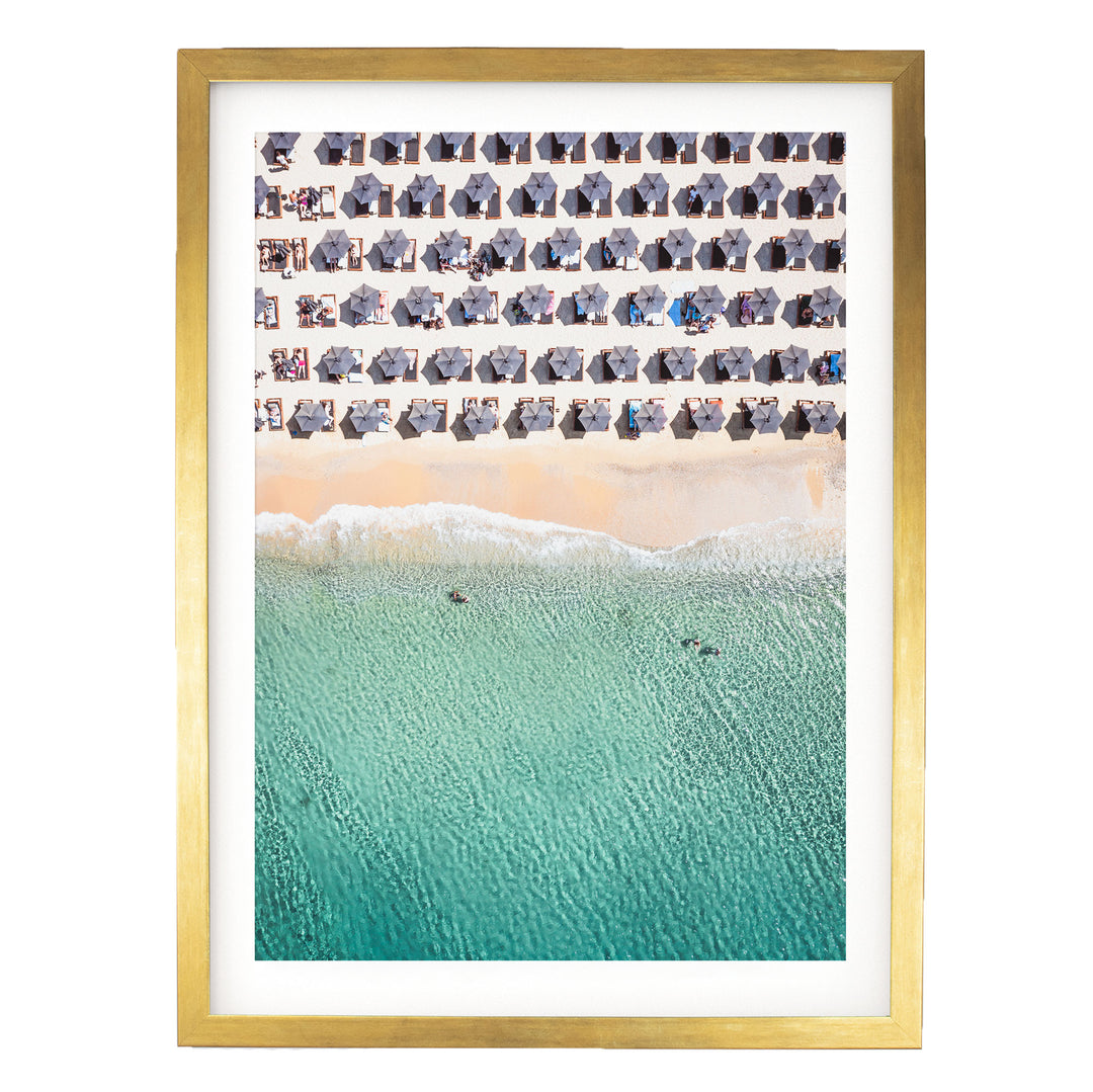Mykonos Beach II, Elia, Greece – fine art print in a gold frame with white mat