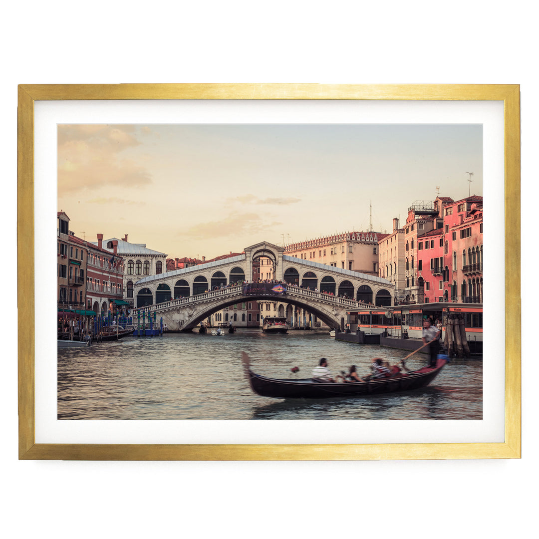 Sunset in Venice, Italy – fine art print in a gold frame with white mat