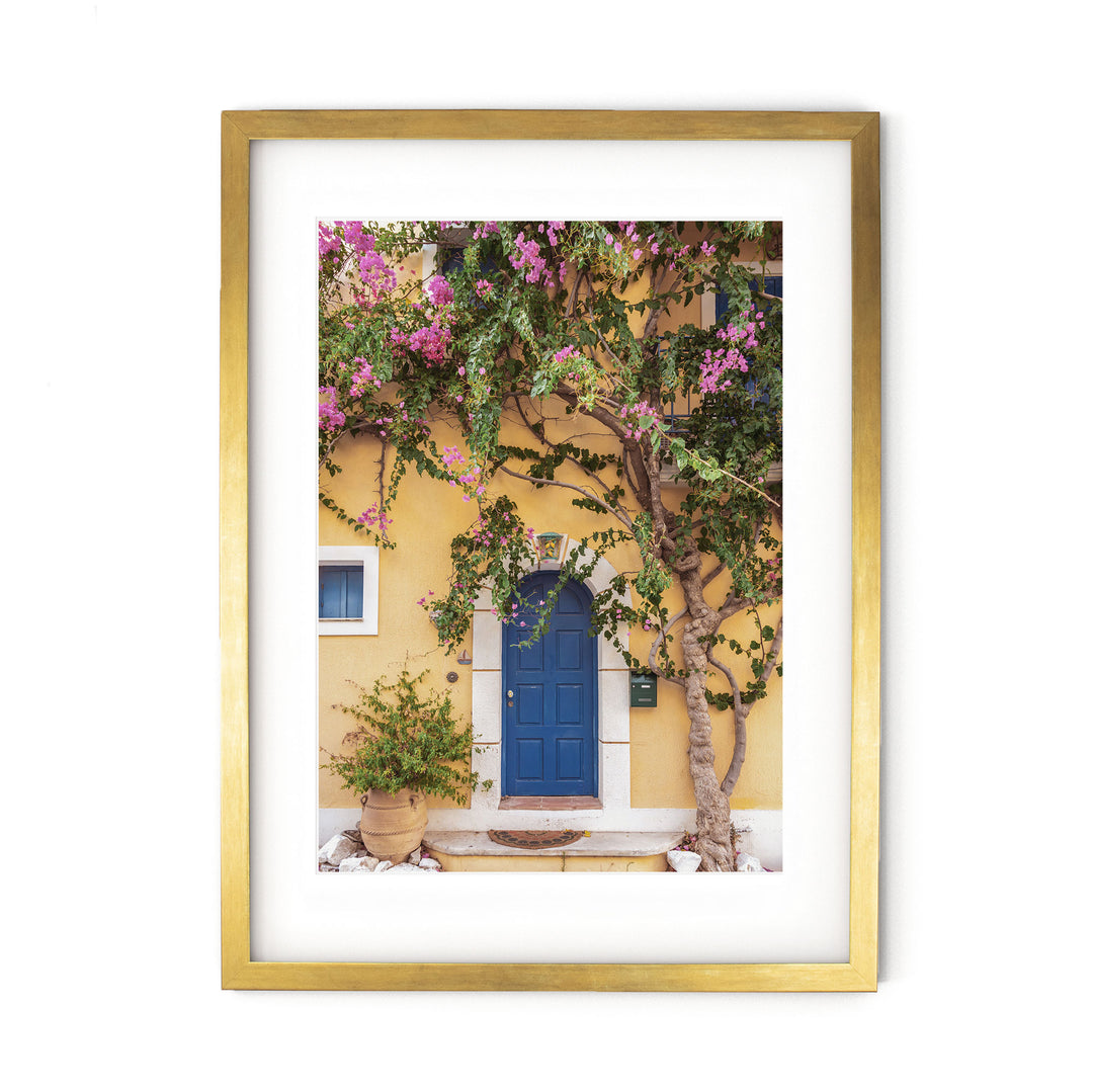 Greek House, Kefalonia, Greece – fine art print in a gold frame with white mat
