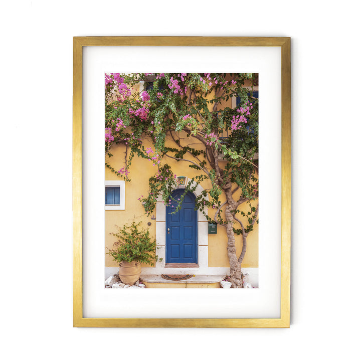 Greek House, Kefalonia, Greece – fine art print in a gold frame with white mat